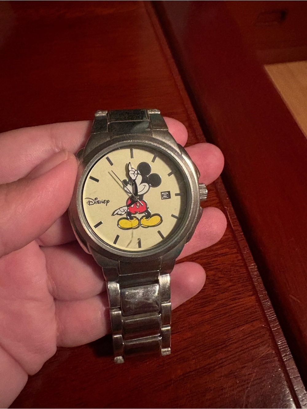 Disney Mickey Mouse Stainless Steel Watch - Silver Case with Cream Dial
